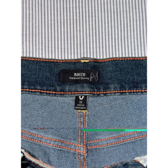 True Religion Rocco Mens Relaxed Skinny Jeans Medium Wash Size 33 - Picture 3 of 11